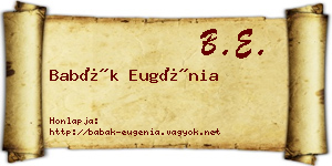 Babák Eugénia névjegykártya